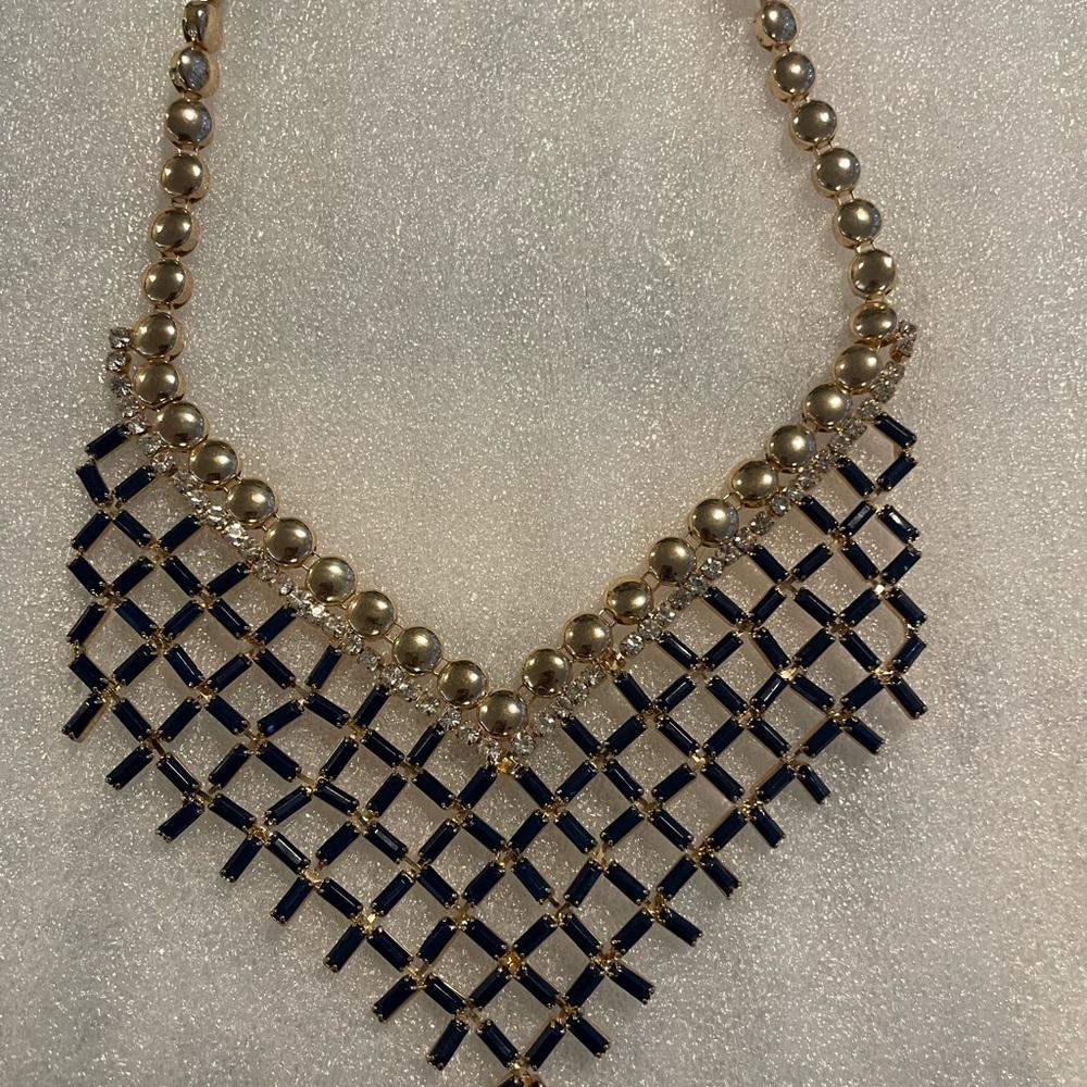 Elegant Gold and Navy Blue Necklace